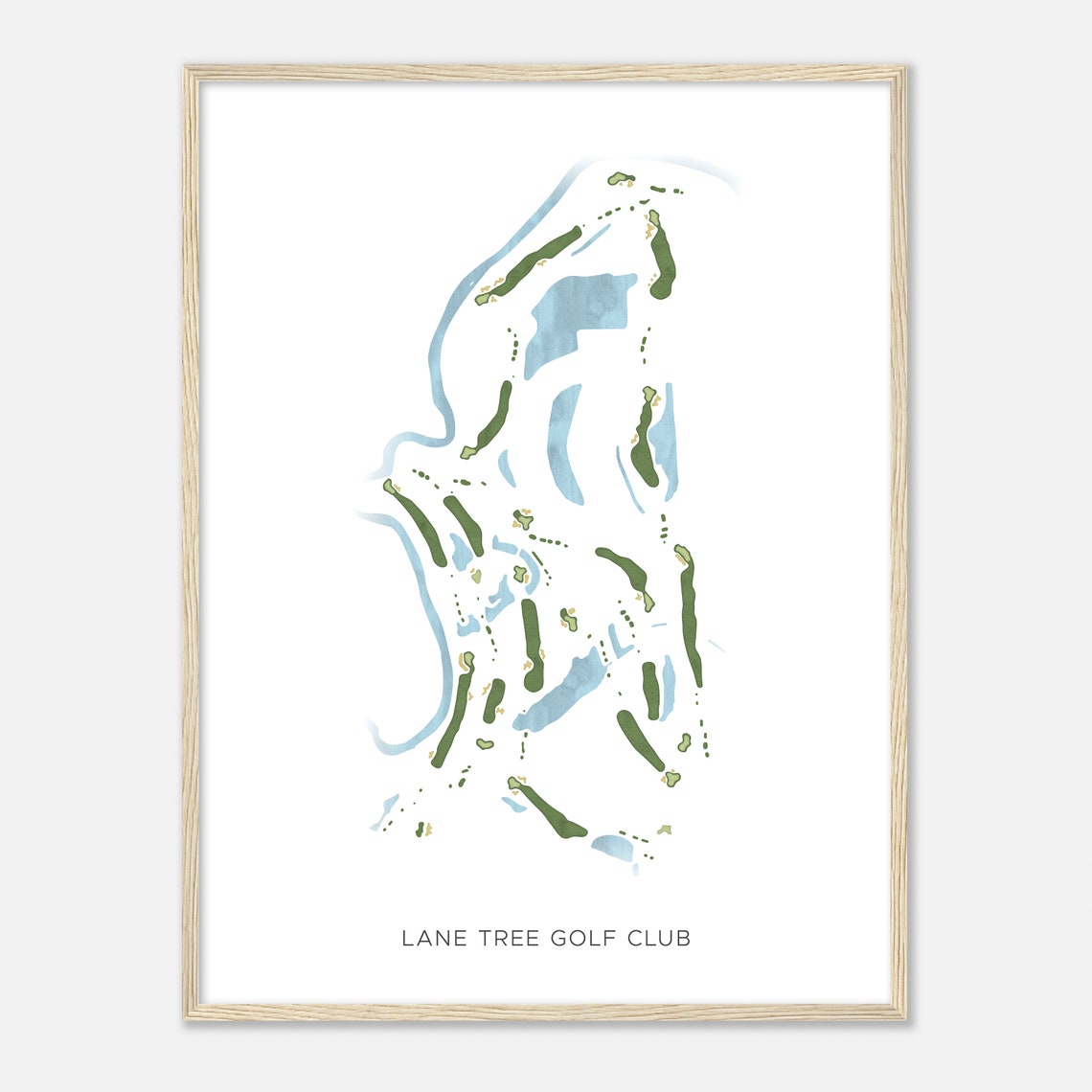 Lane Tree Golf Club North Carolina Modern Watercolor Course Map Poster