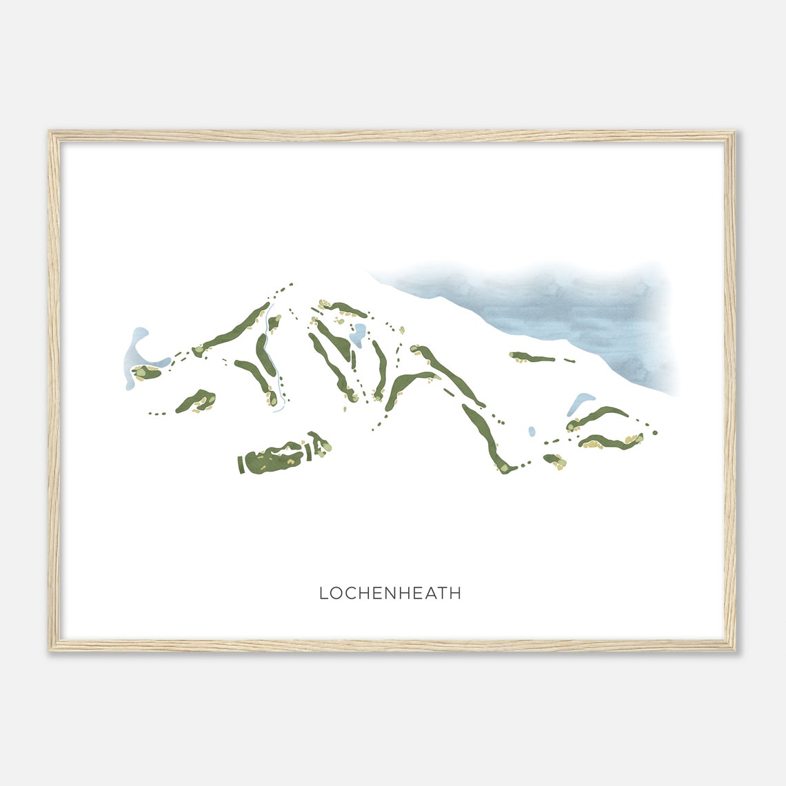 Lochenheath Michigan Modern Watercolor Golf Course Map Poster - Image 2