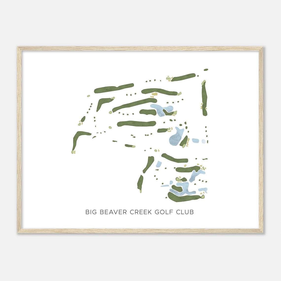 Big Beaver Creek Golf Club Modern Minimalist Watercolor Map Poster