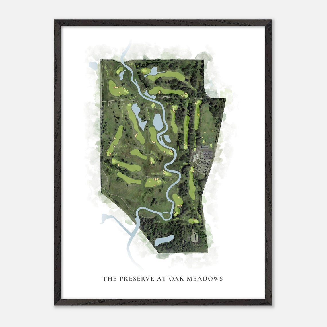 The Preserve at Oak Meadows Classic Watercolor Course Map Poster - Image 3