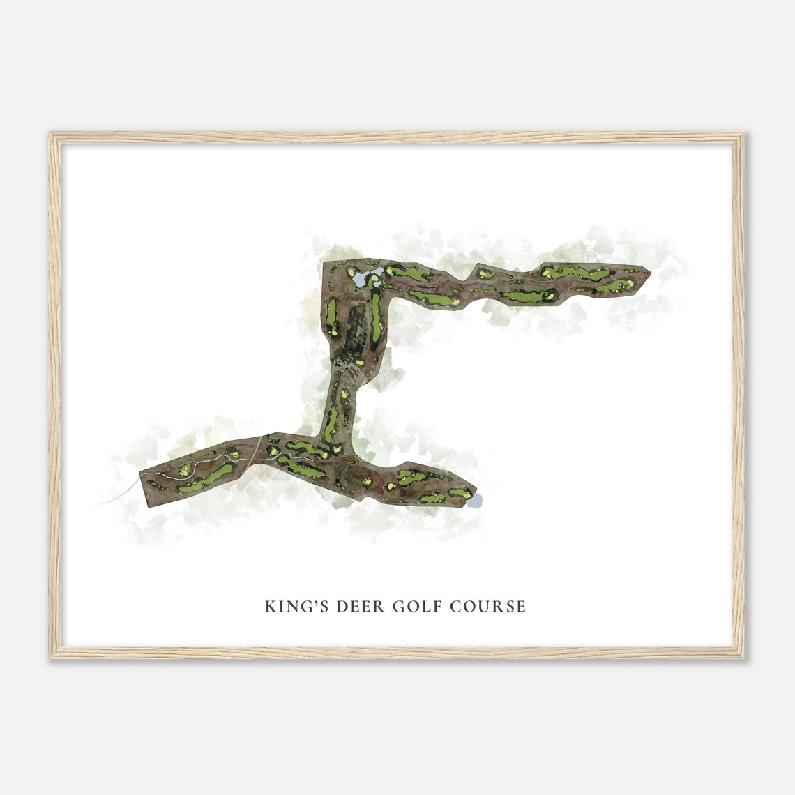 King's Deer Golf Course Classic Watercolor Aerial Map Poster - Image 2