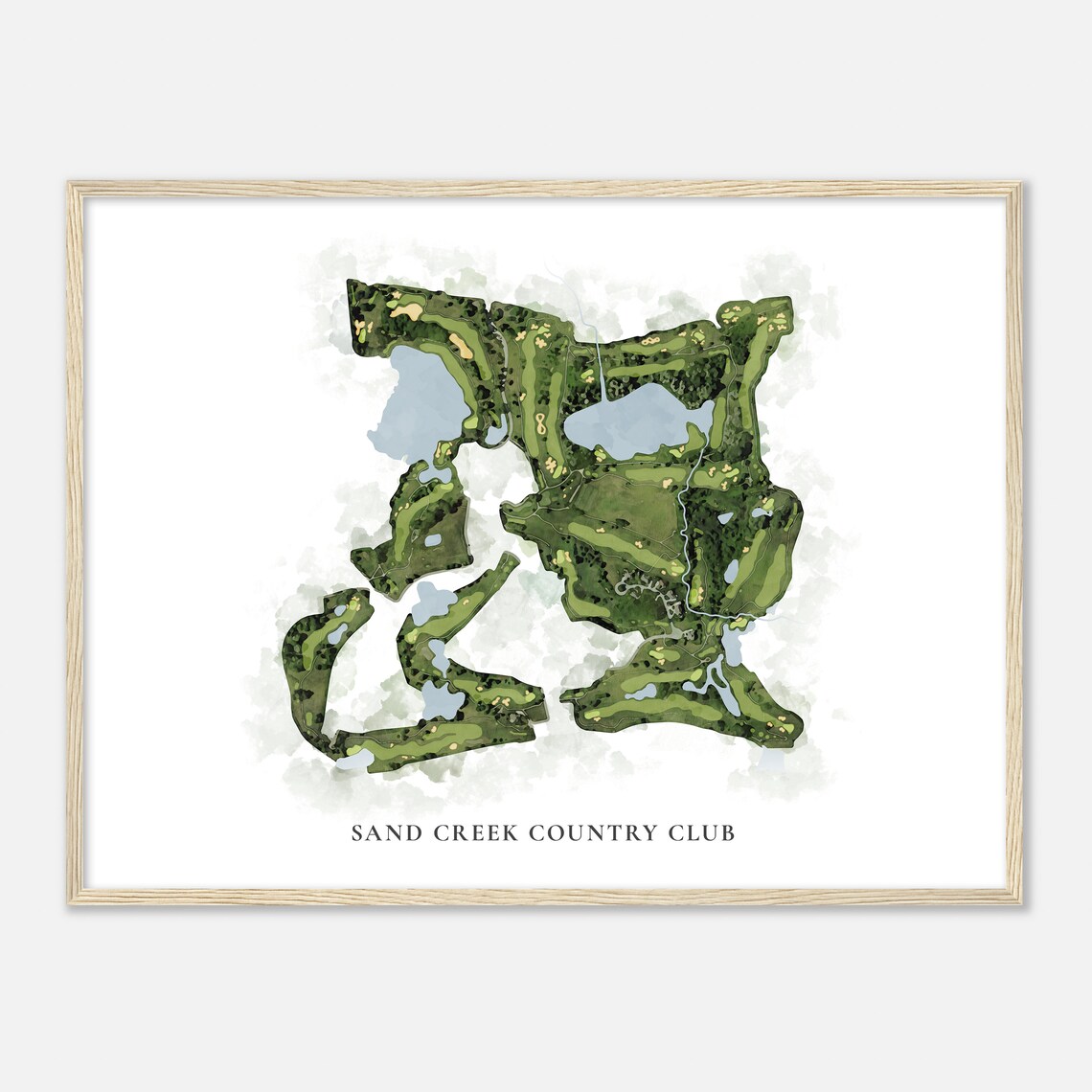 Sand Creek Country Club Watercolor Aerial Map Golfer Gift Poster