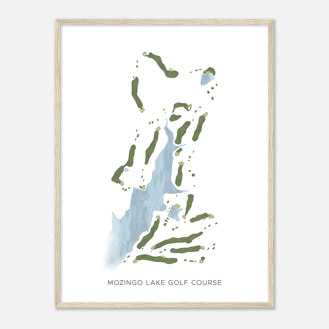 Mozingo Lake Golf Course Modern Watercolor Layout Map Poster - Image 2