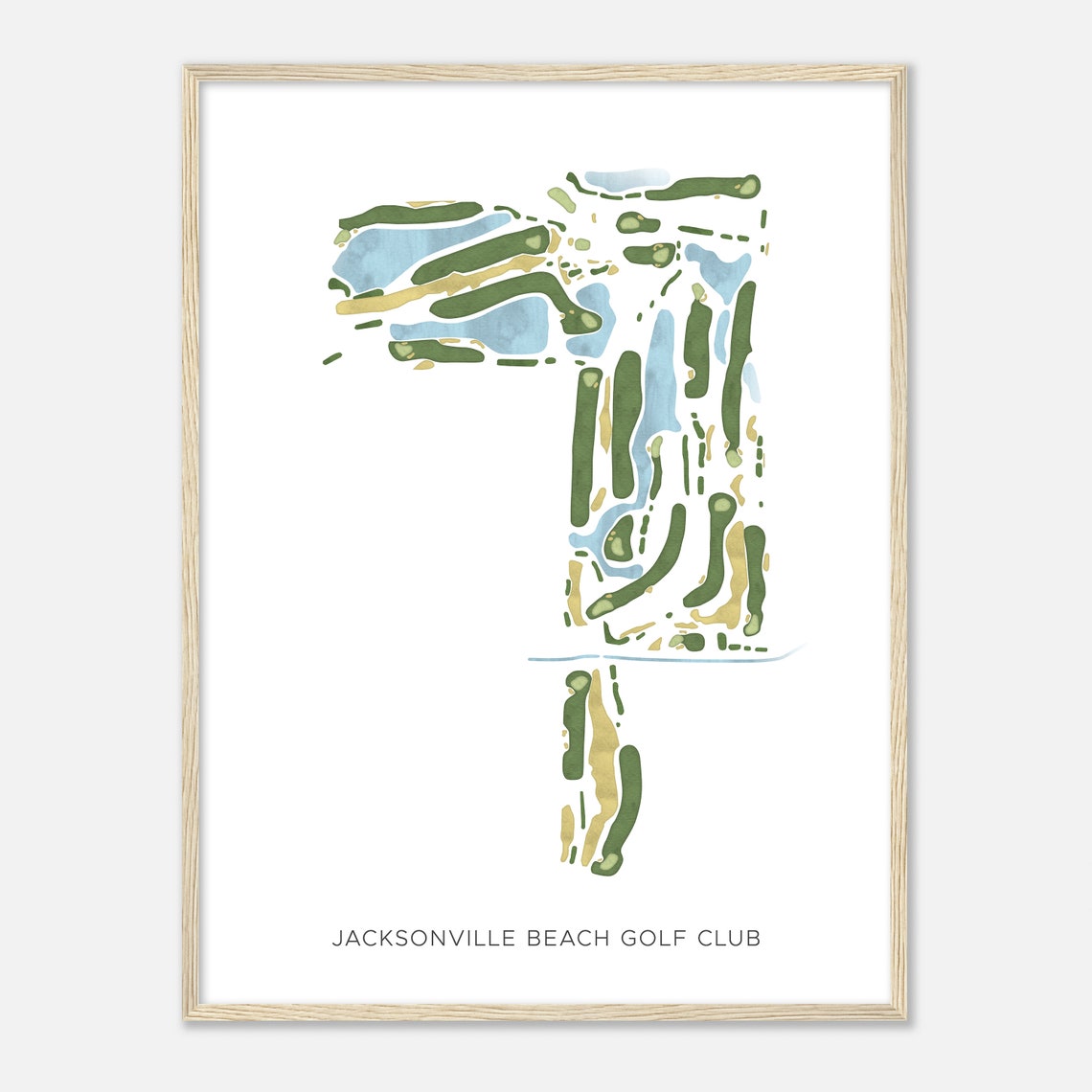 Jacksonville Beach Golf Club Florida Modern Watercolor Map Poster - Image 2