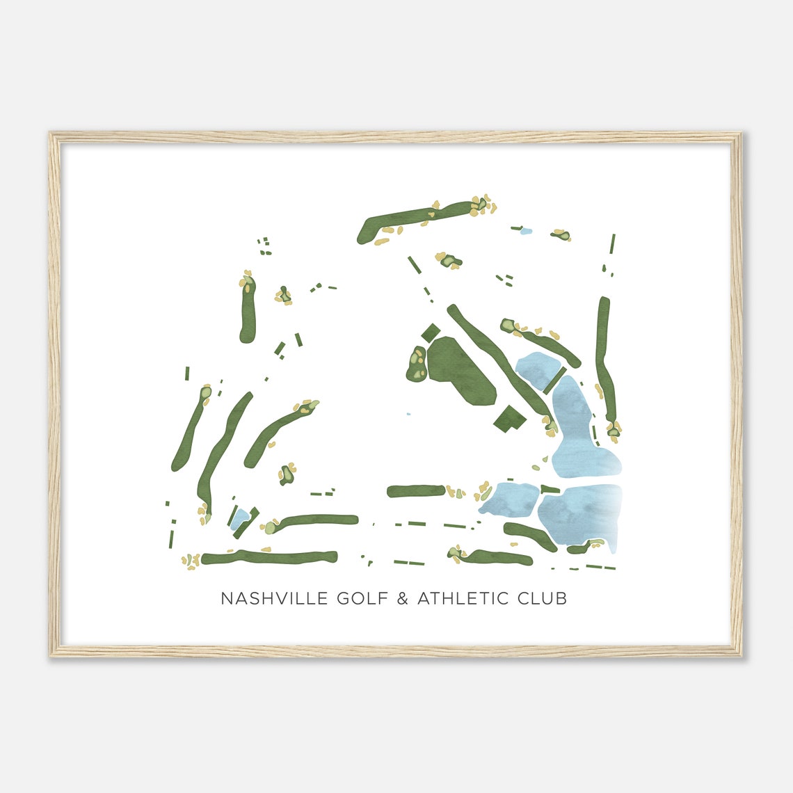 Nashville Golf & Athletic Club Tennessee Modern Watercolor Map Poster