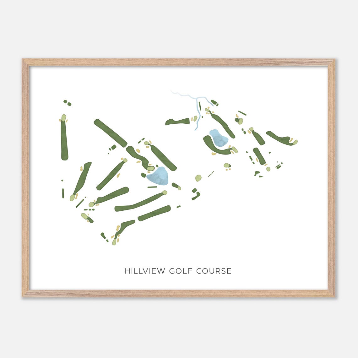 Hillview Golf Course Massachusetts Modern Watercolor Map Poster