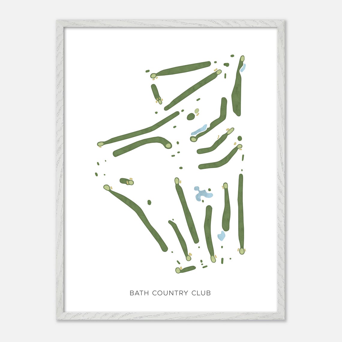 Bath Country Club New York Modern Watercolor Course Map Poster - Image 2