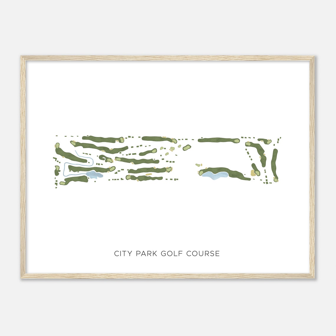 City Park Golf Course Minimalist Green Fairway Map Poster for Golfers