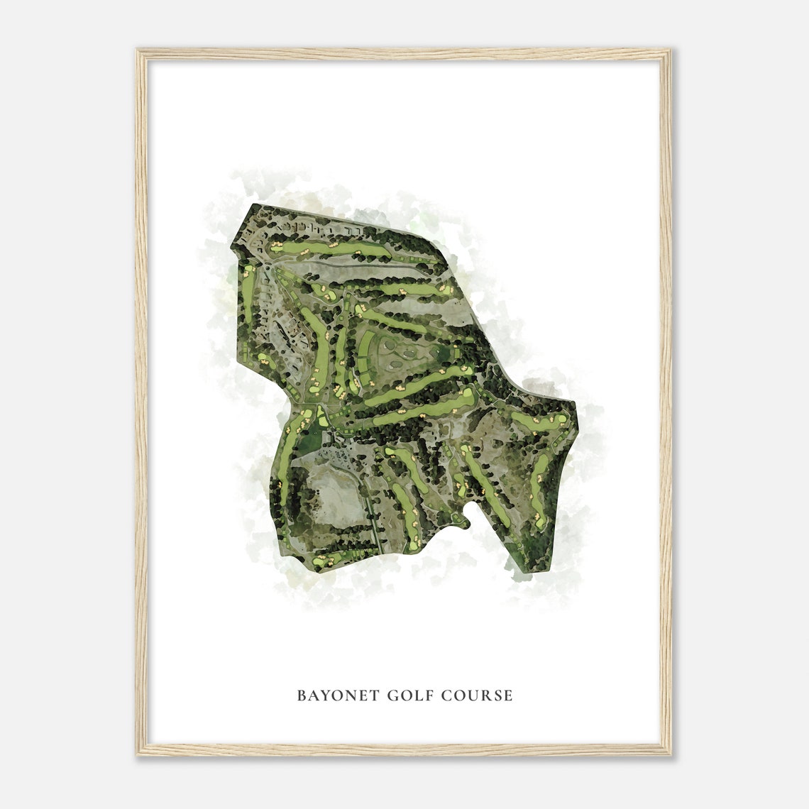 Bayonet Golf Course Classic Watercolor Golf Course Map Poster