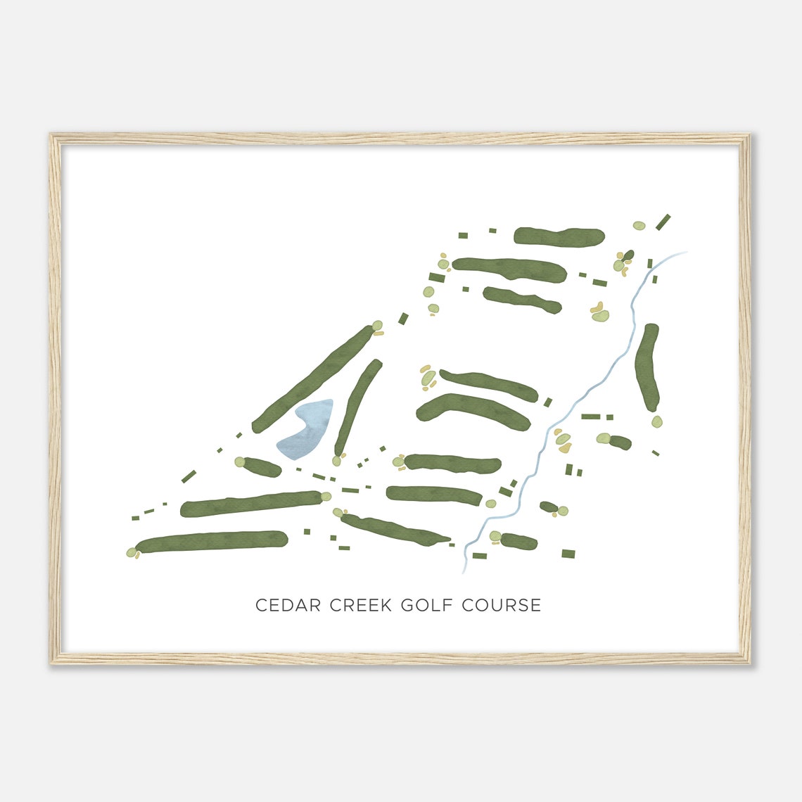 Cedar Creek Golf Course Modern Minimalist Watercolor Golf Map Poster