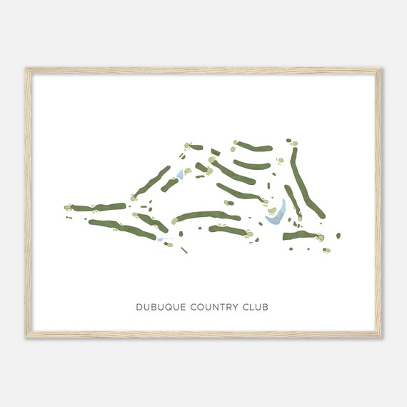 Dubuque Country Club Iowa Modern Watercolor Map Golfer Gift Golf Wall Art Golf Poster Print Course Layout