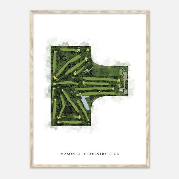 Mason City Country Club Iowa Classic Watercolor Map Golfer Gift Golf Wall Art Golf Poster Print Course Layout