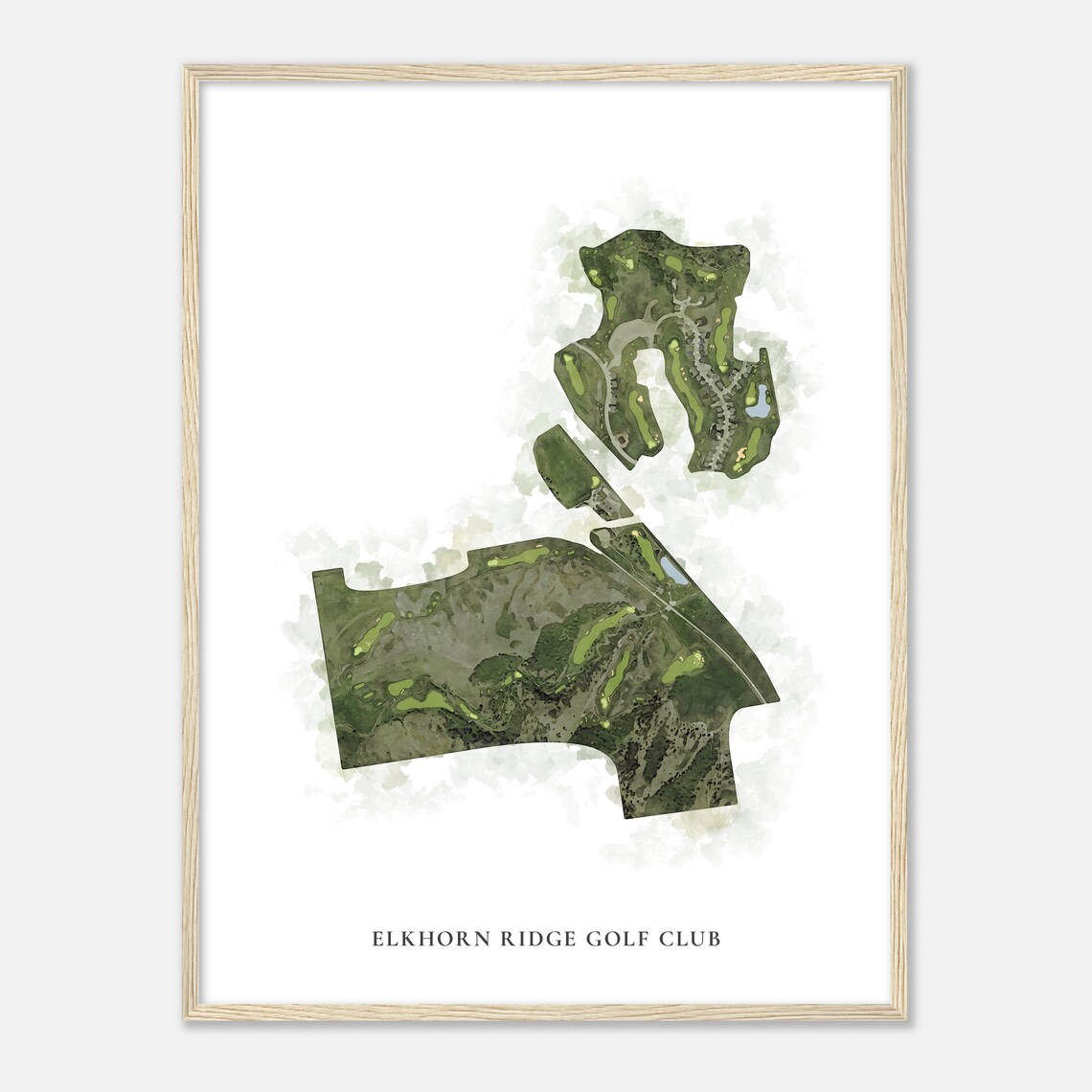 Elkhorn Ridge Golf Club Watercolor Aerial Map Course Art Poster - Image 2