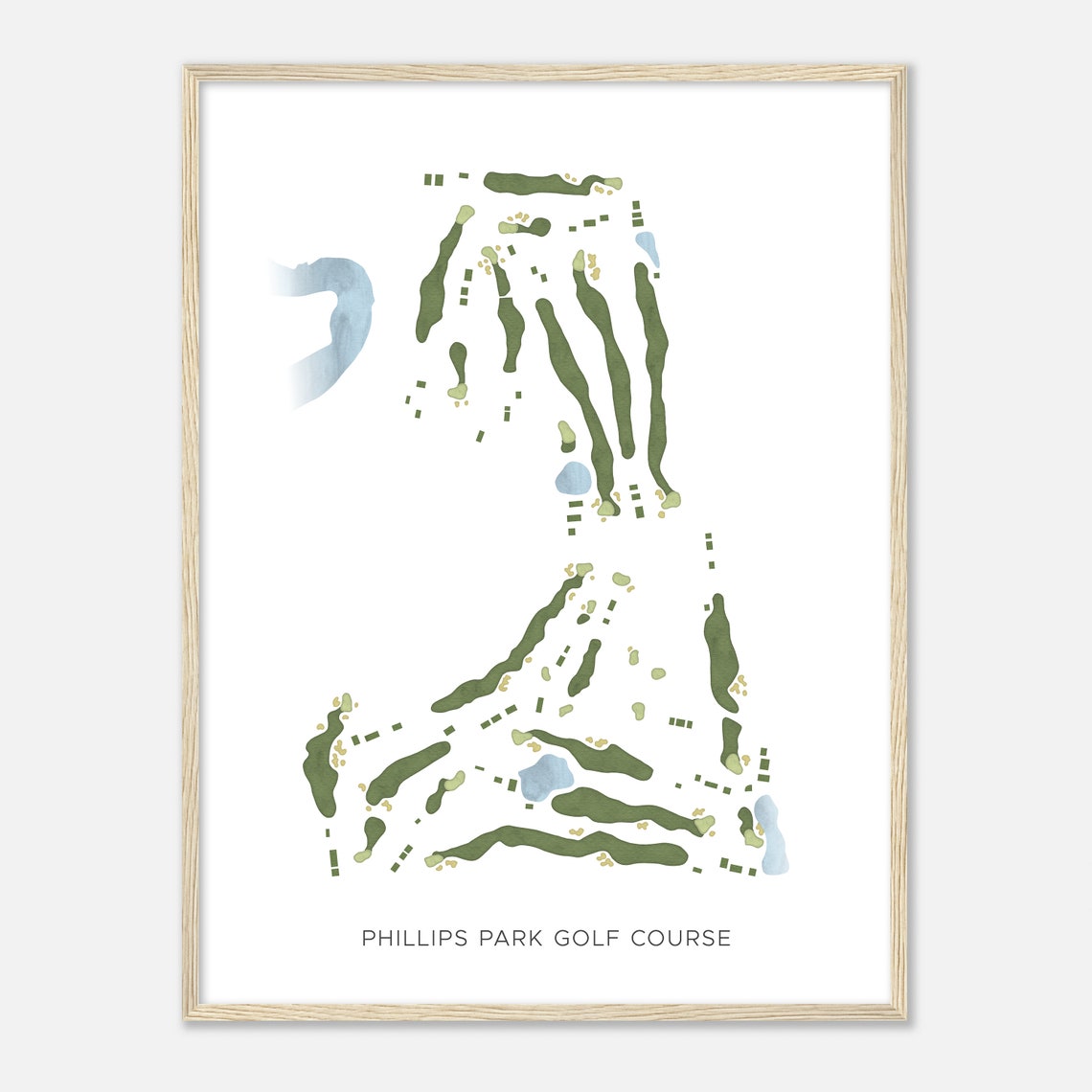 Phillips Park Golf Course Modern Watercolor Course Map Poster