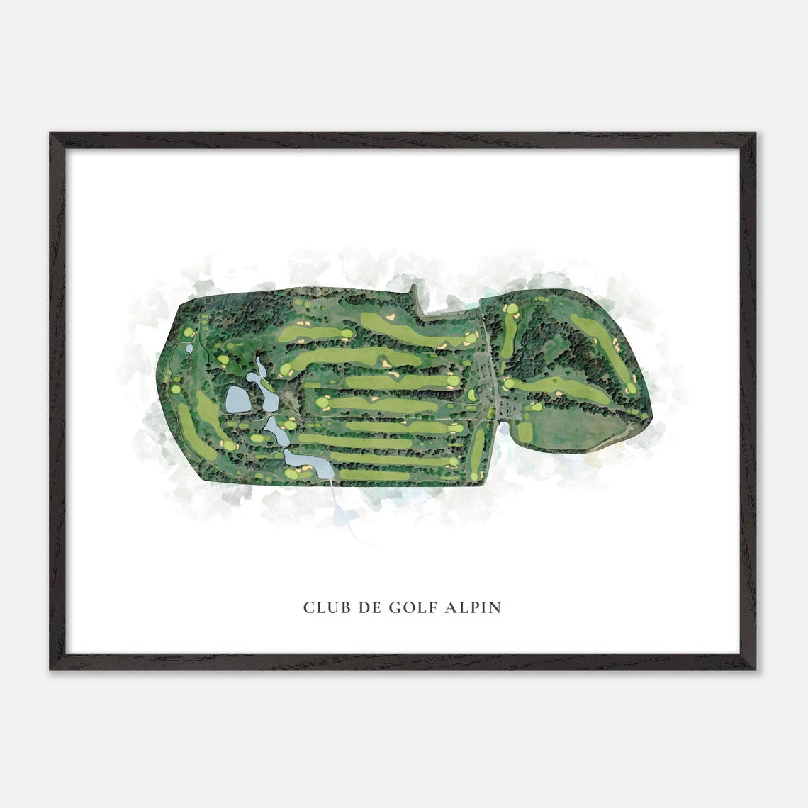 Club De Golf Alpin Quebec Classic Watercolor Course Map Poster - Image 4