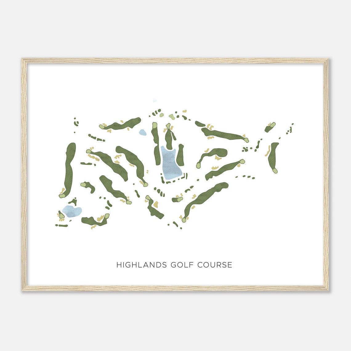 Highlands Golf Course Watercolor Course Layout Map Art Poster