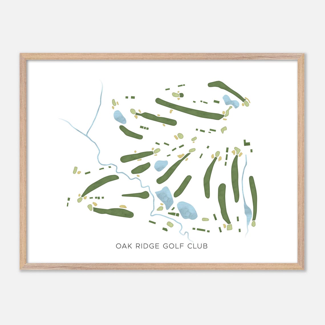 Oak Ridge Golf Club Minimalist Watercolor Creekside Map Poster