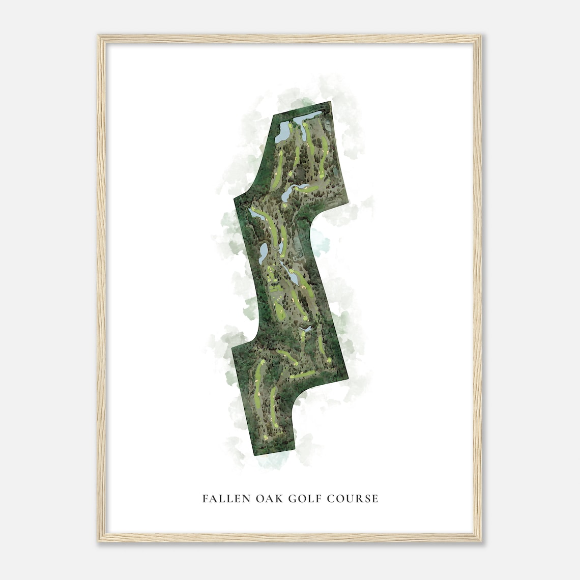 Fallen Oak Golf Course Mississippi Classic Watercolor Course Map Poster - Image 2