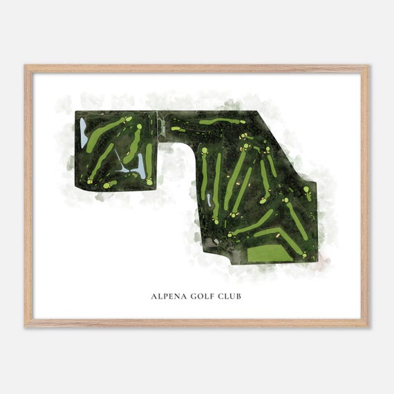 Alpena Golf Club In Alpena Michigan Classic Watercolor Map Golfer Gift Golf Wall Art Golf Poster Print Course Layout