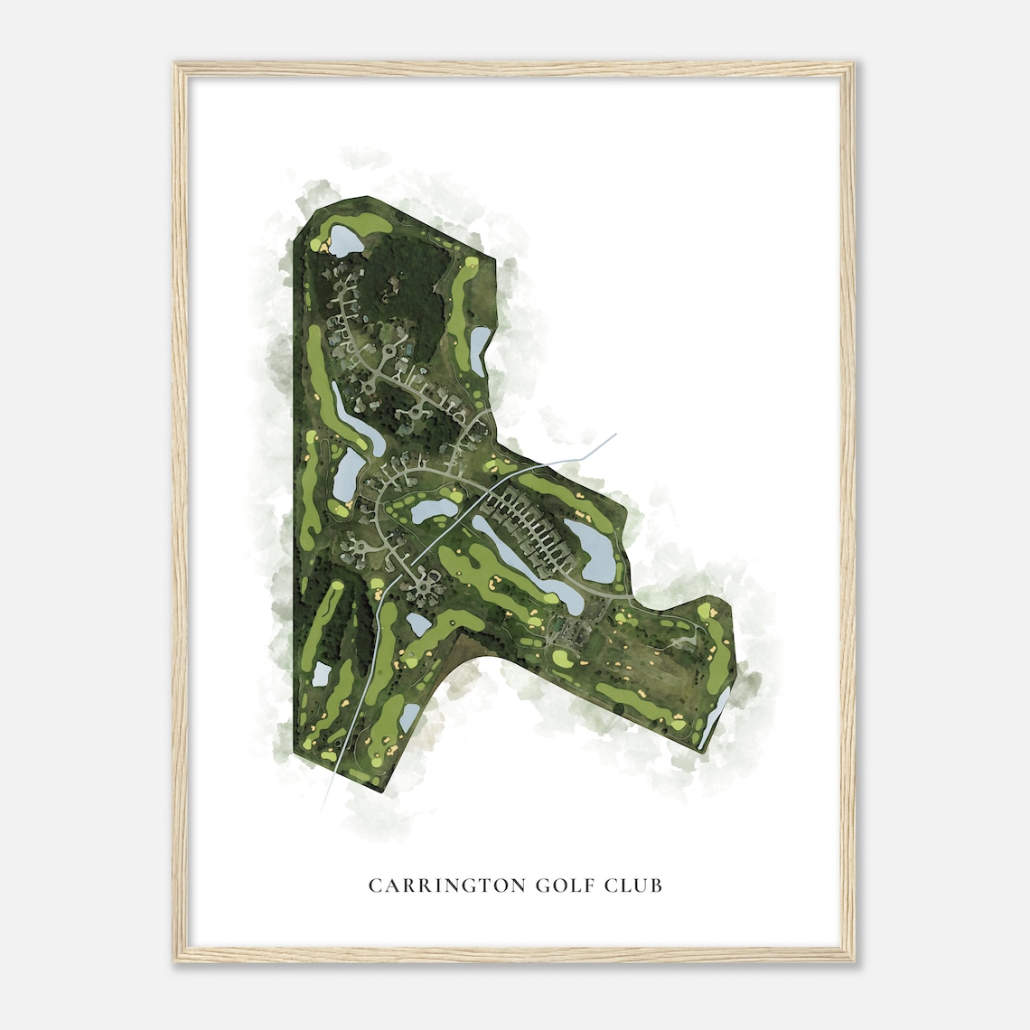 Carrington Golf Club Watercolor Aerial Map Golfer Gift Poster - Image 2