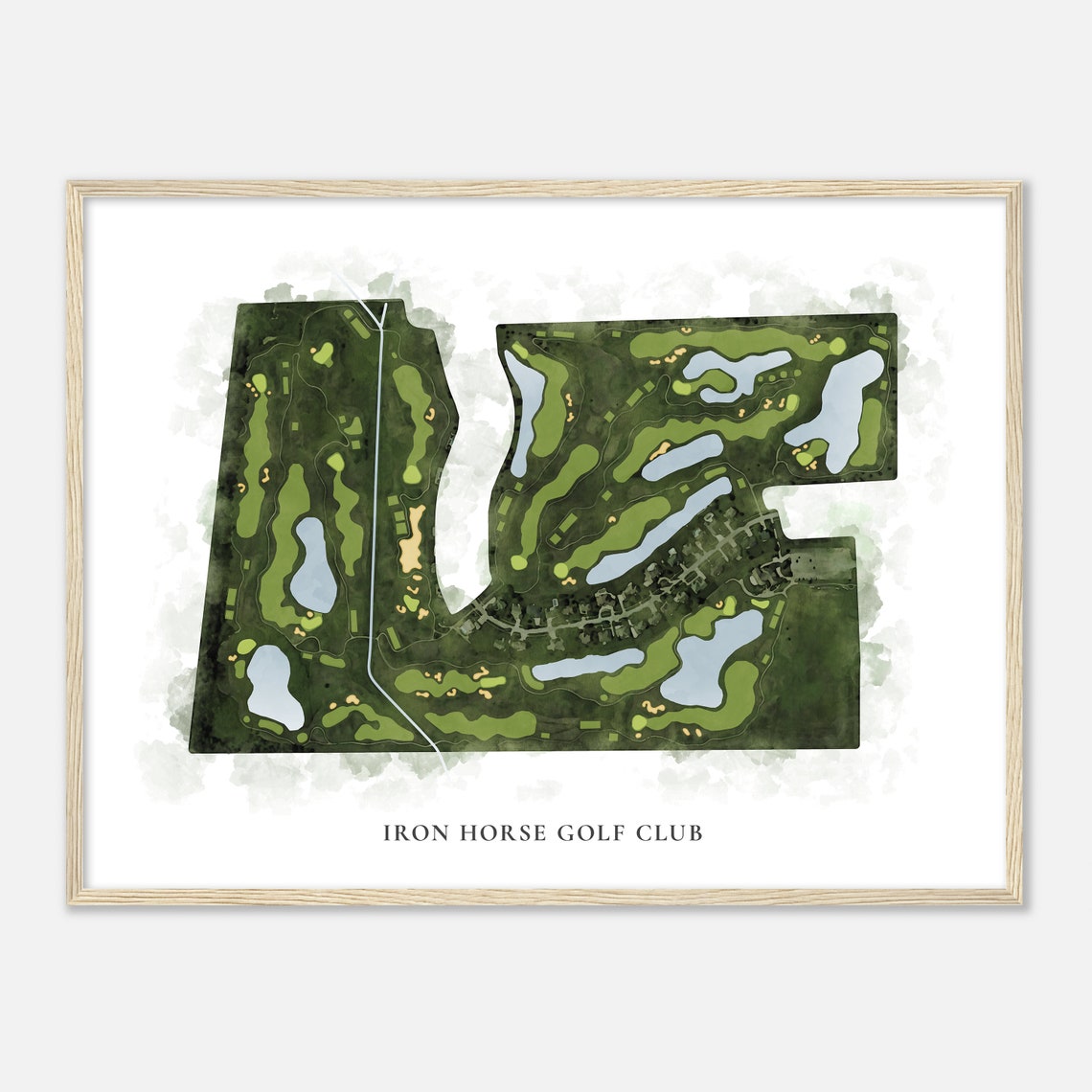 Iron Horse Golf Club Watercolor Aerial Map Course Art Poster - Image 2