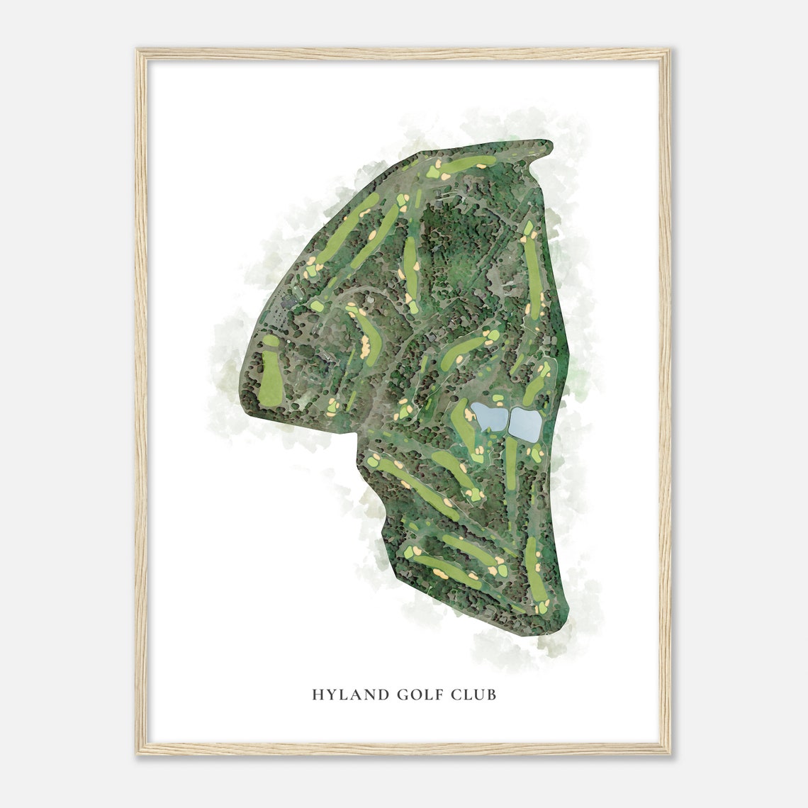 Hyland Golf Club Classic Aerial Watercolor Course Map Poster - Image 2