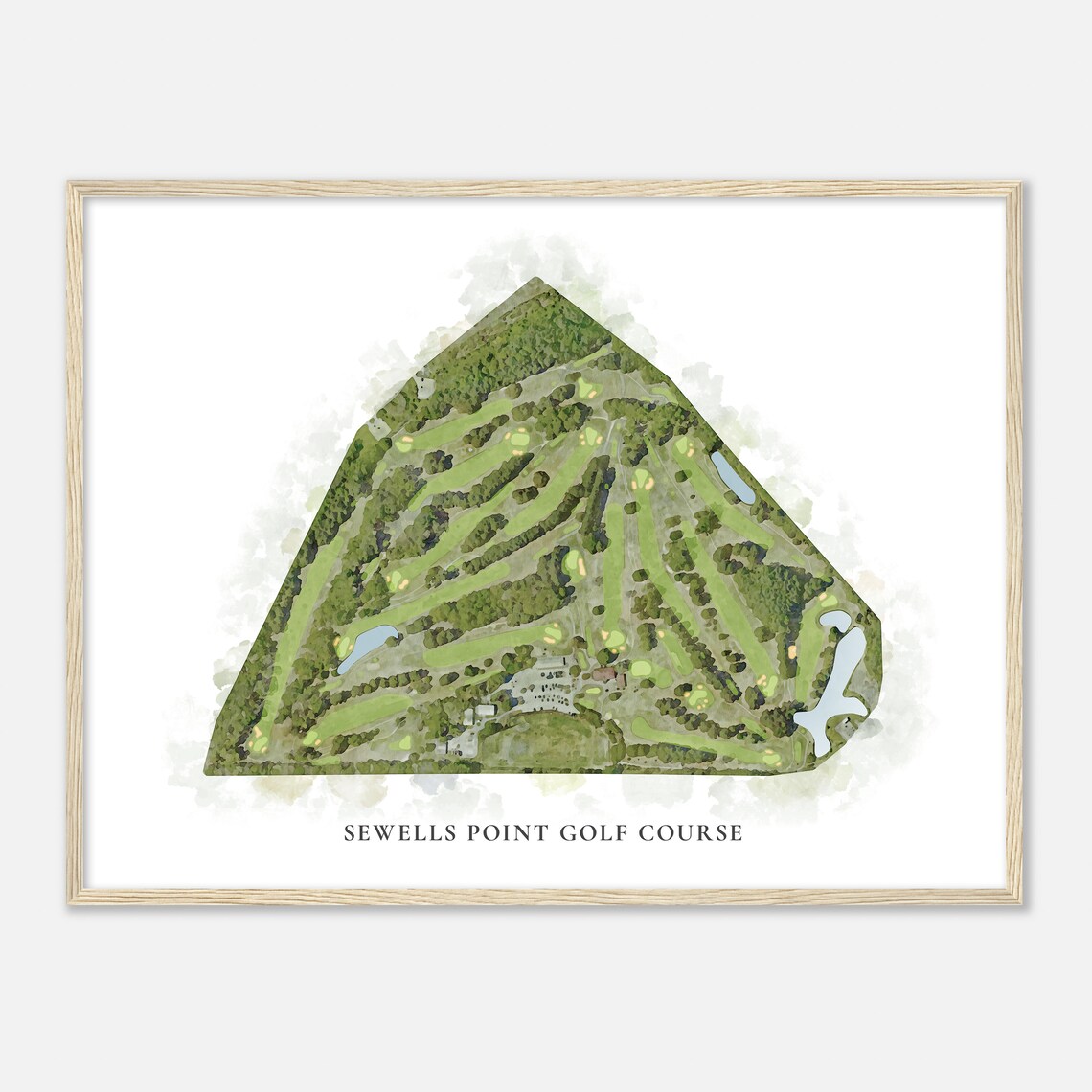 Sewells Point Golf Course Virginia Classic Watercolor Course Map Poster - Image 2