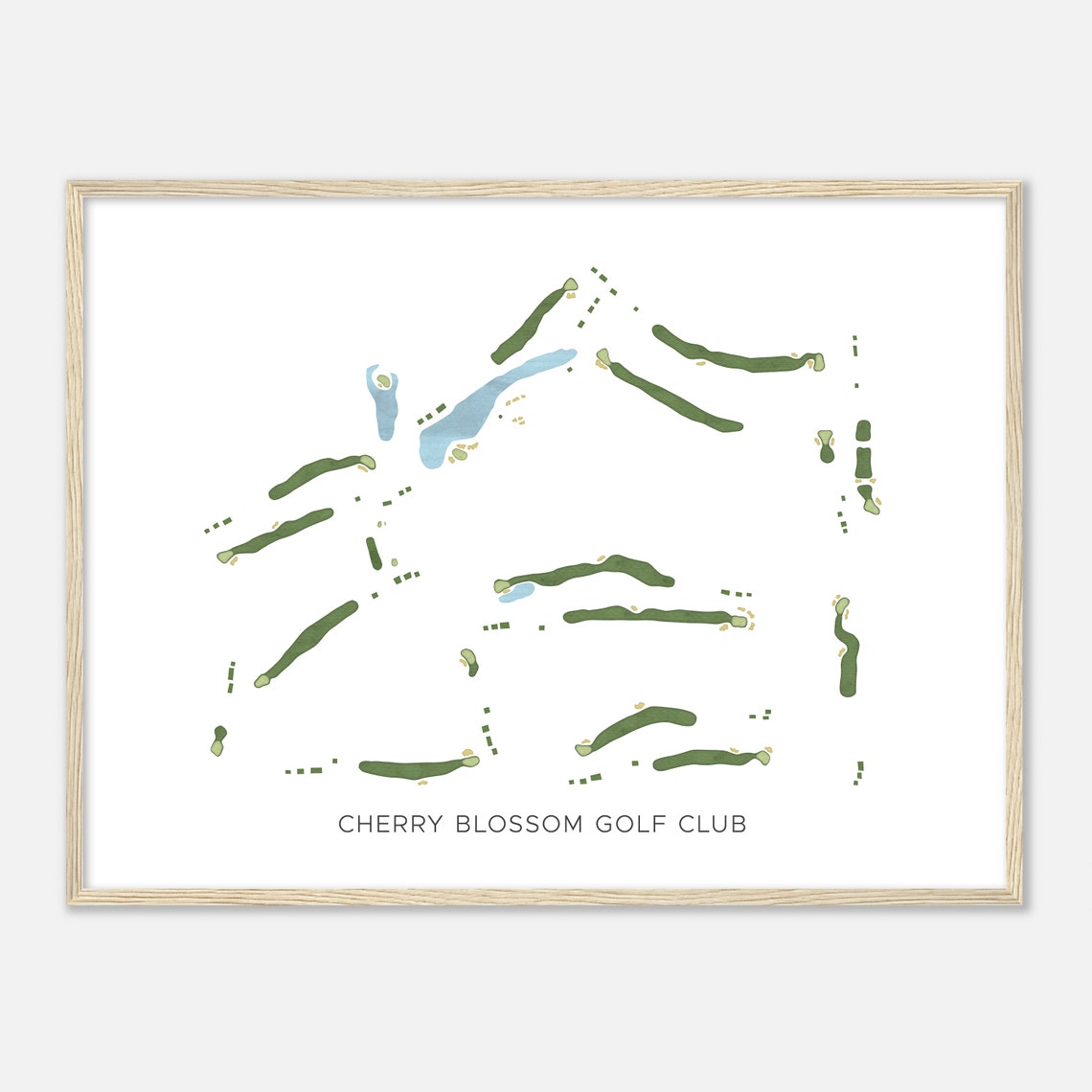 Cherry Blossom Golf Club Kentucky Modern Watercolor Map Poster - Image 2