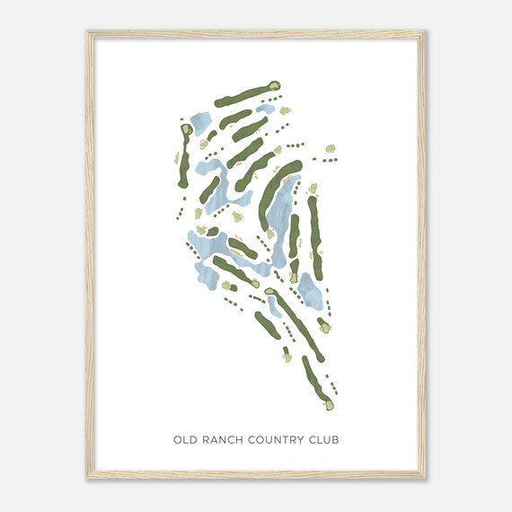 Old Ranch Country Club California Modern Watercolor Map Golfer Gift Golf Wall Art Golf Poster Print Course Layout