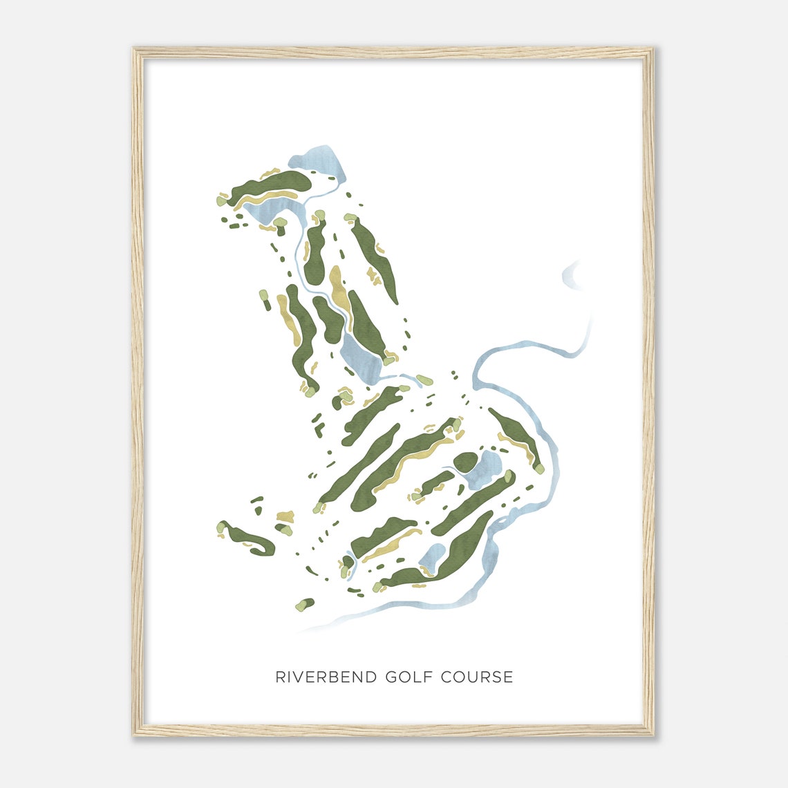 Riverbend Golf Course Minimalist Watercolor Map Poster With River - Image 2