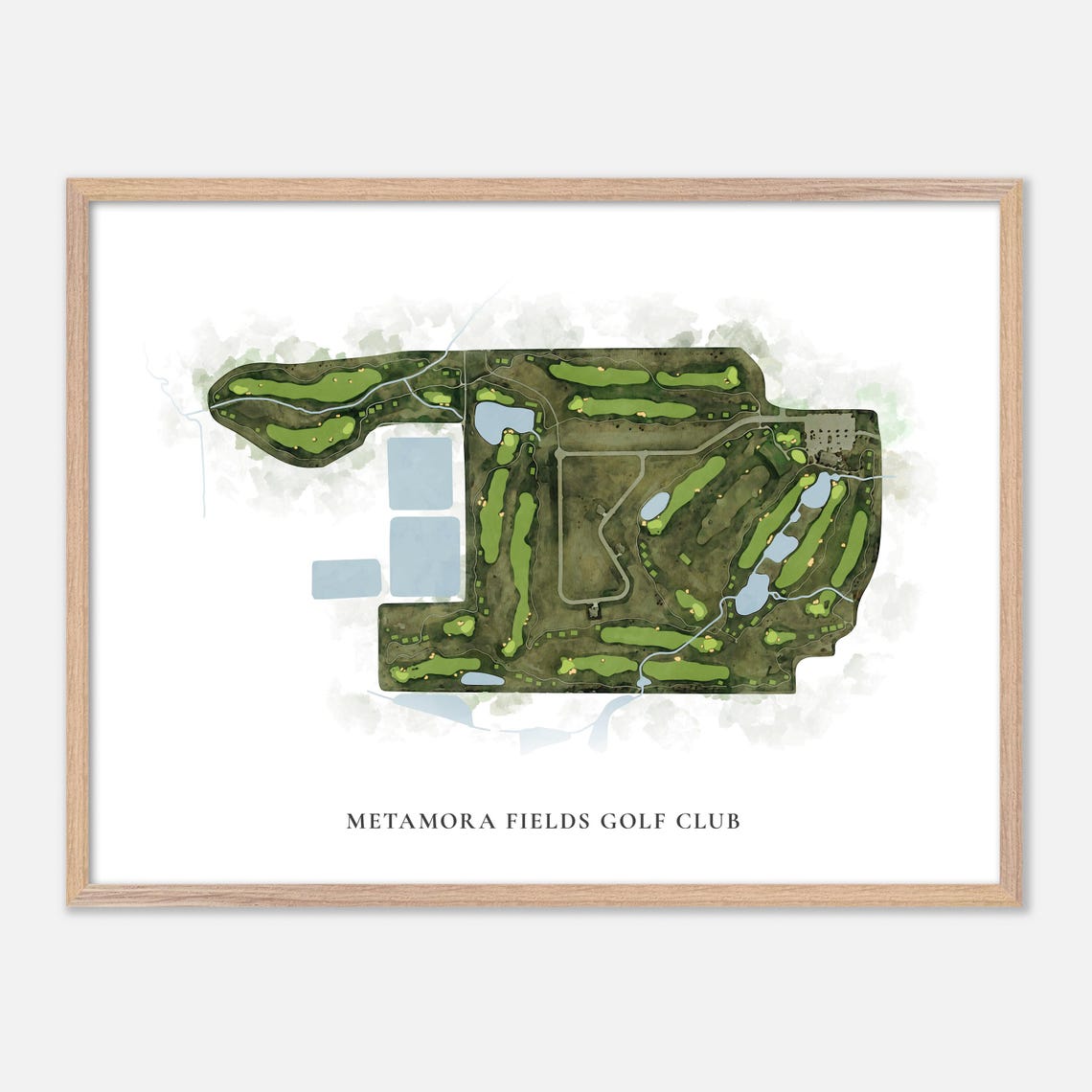 Metamora Fields Golf Club Classic Watercolor Golf Course Map Art Print