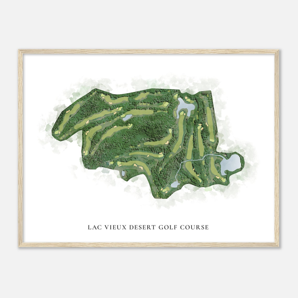 Lac Vieux Desert Golf Course Classic Watercolor Golf Map Poster - Image 2