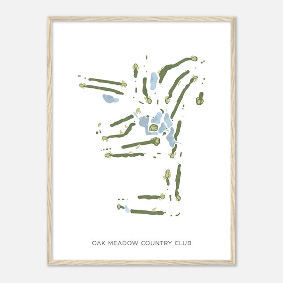 Oak Meadow Country Club Indiana Modern Watercolor Map Golfer Gift Golf Wall Art Golf Poster Print Course Layout