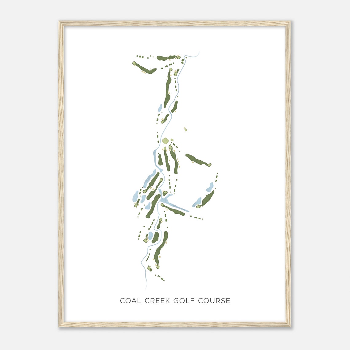 Coal Creek Golf Course Minimalist Modern Fairway Map Wall Art - Image 2