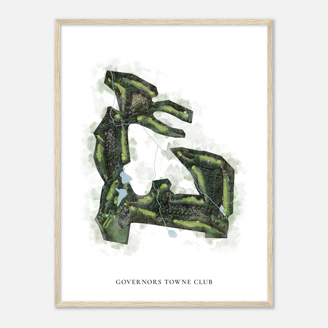 Governors Towne Club Georgia Classic Watercolor Map Golfer Gift Golf Wall Art Golf Poster Print Course Layout