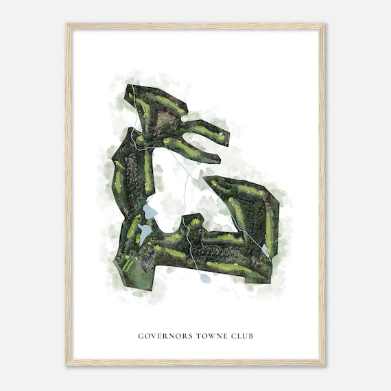 Governors Towne Club Elegant Watercolor Aerial Course Map Art Poster