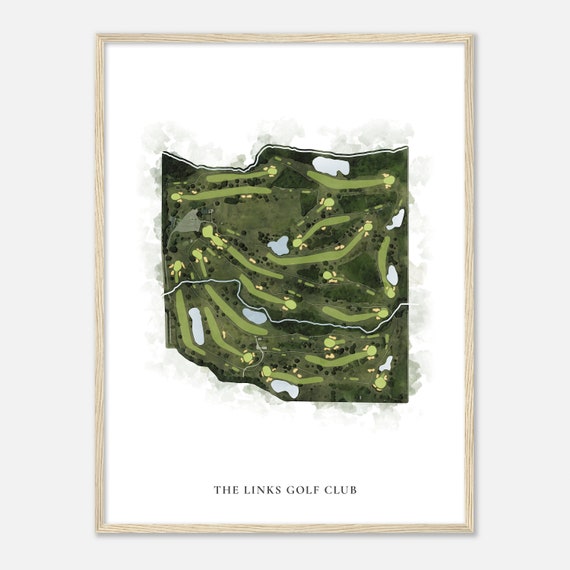The Links Golf Club Indiana Classic Watercolor Map Golfer Gift Golf Wall Art Golf Poster Print Course Layout