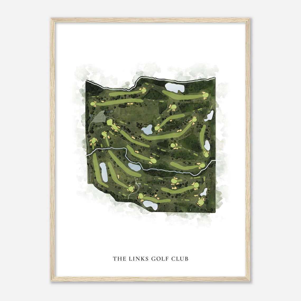 The Links Golf Club Watercolor Map Golfer Gift Classic Print