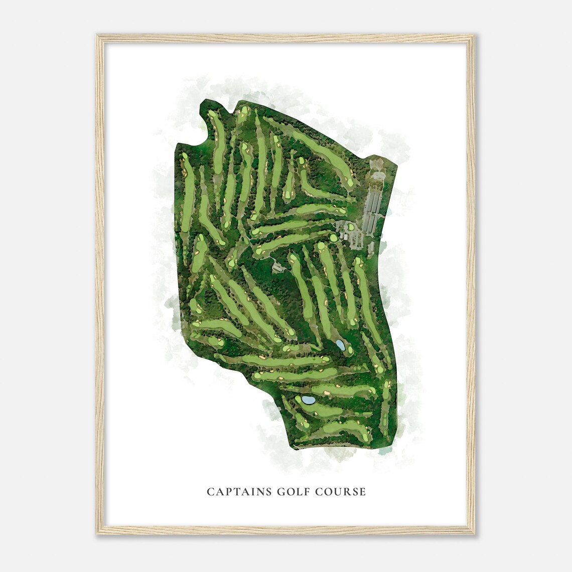 Captains Golf Course Massachusetts Classic Watercolor Map Golfer Gift Golf Wall Art Golf Poster Print Course Layout