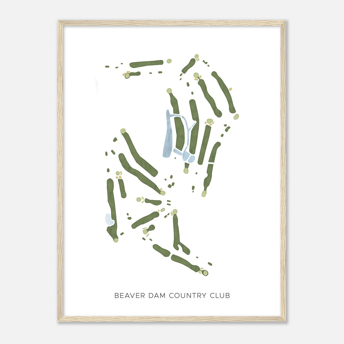 Beaver Dam Country Club Watercolor Fairway Hole Map Art Poster