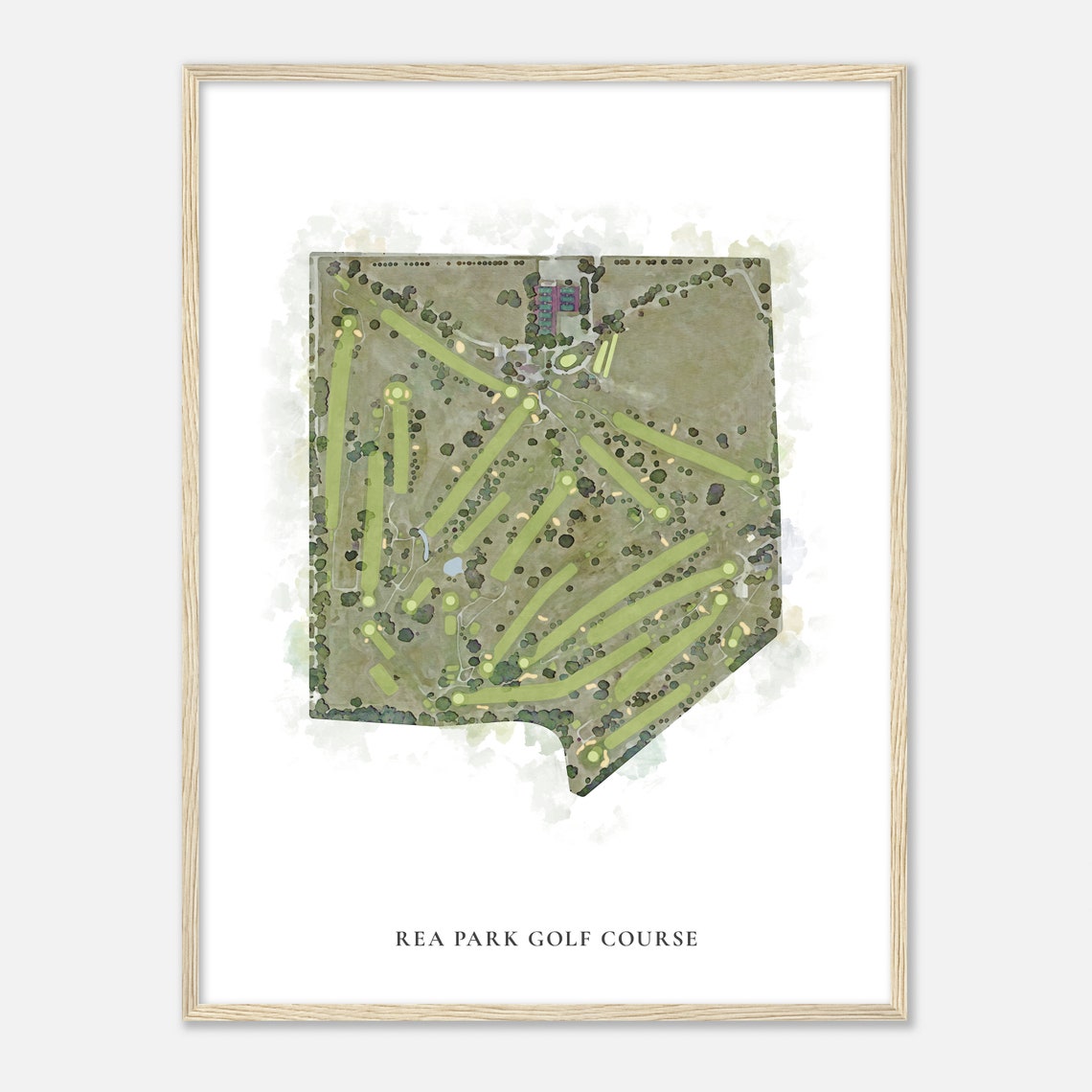 Rea Park Golf Course Classic Aerial Watercolor Golf Course Map Poster - Image 2