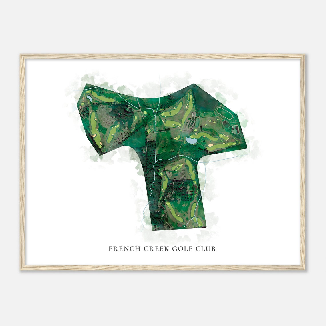 French Creek Golf Club Pennsylvania Classic Watercolor Golf Map Poster - Image 2