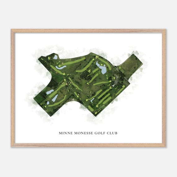 Minne Monesse Golf Club In Grant Park Illinois Classic Watercolor Map Golfer Gift Golf Wall Art Golf Poster Print Course Layout