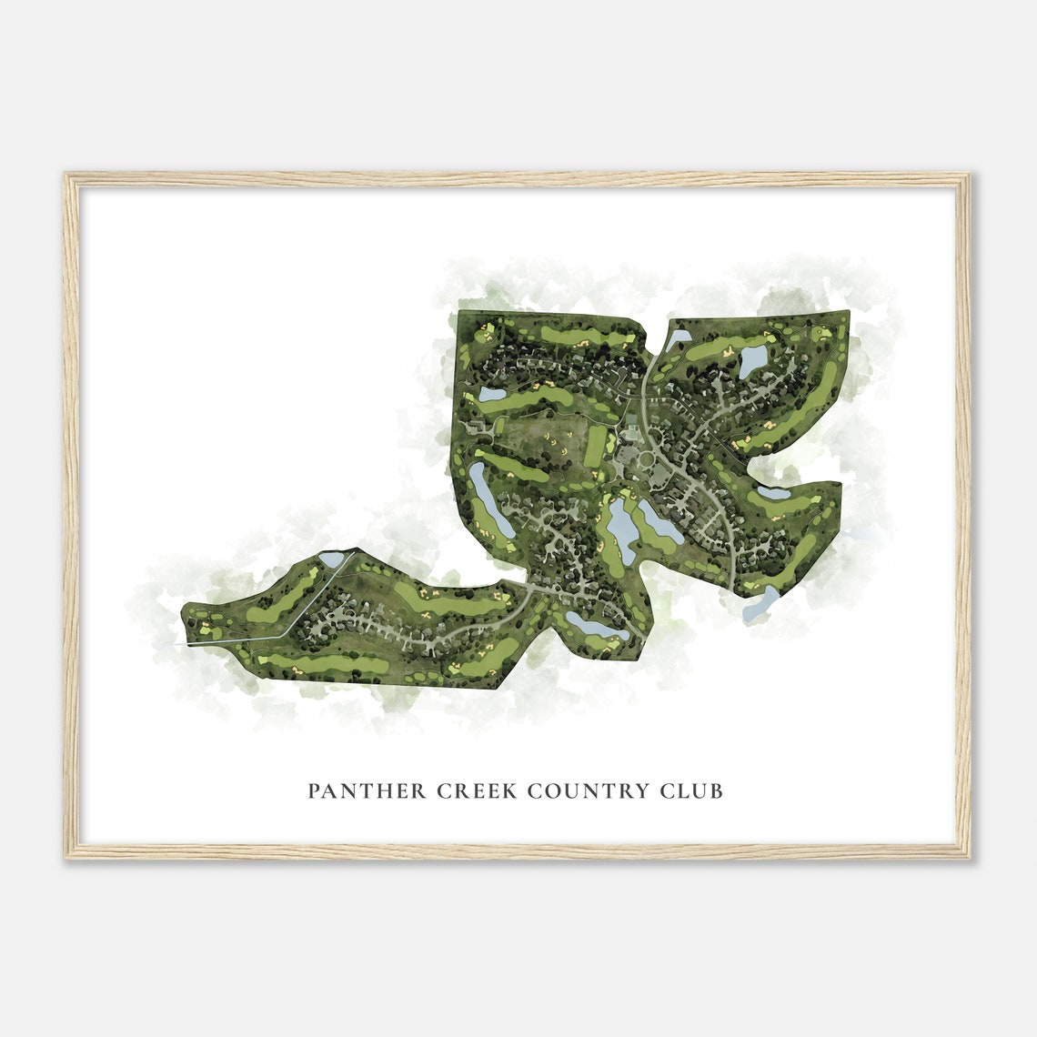 Panther Creek Country Club Illinois Classic Watercolor Map Poster - Image 2