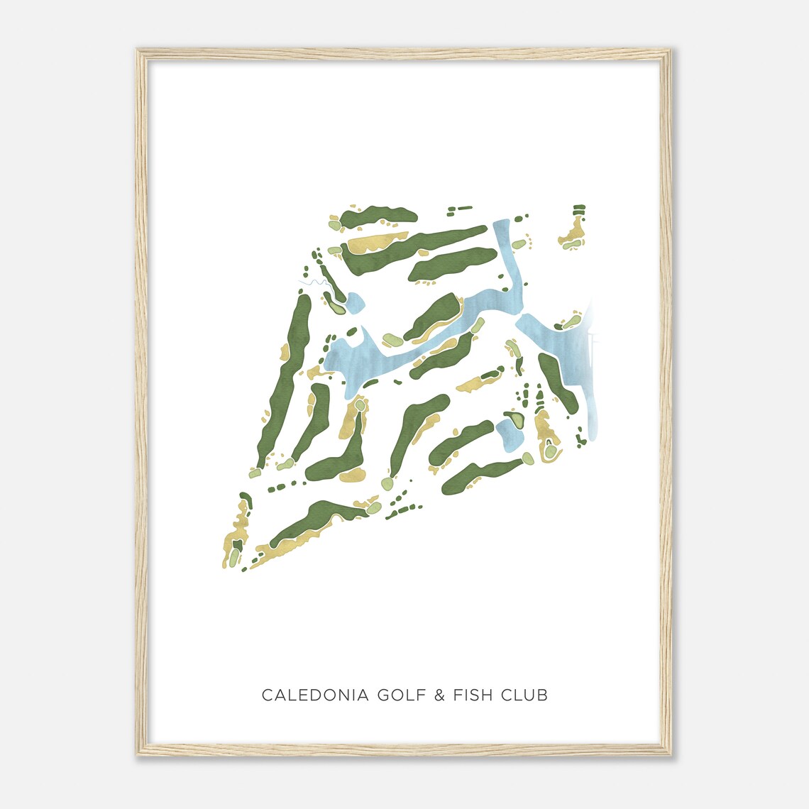 Caledonia Golf & Fish Club South Carolina Modern Watercolor Map Golf Poster