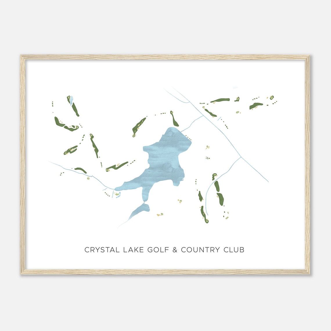 Crystal Lake Golf & Country Club Modern Watercolor Course Map Poster