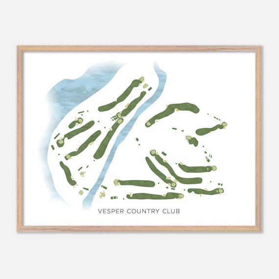 Vesper Country Club In Tyngsborough Massachusetts Modern Watercolor Map Golfer Gift Golf Wall Art Golf Poster Print