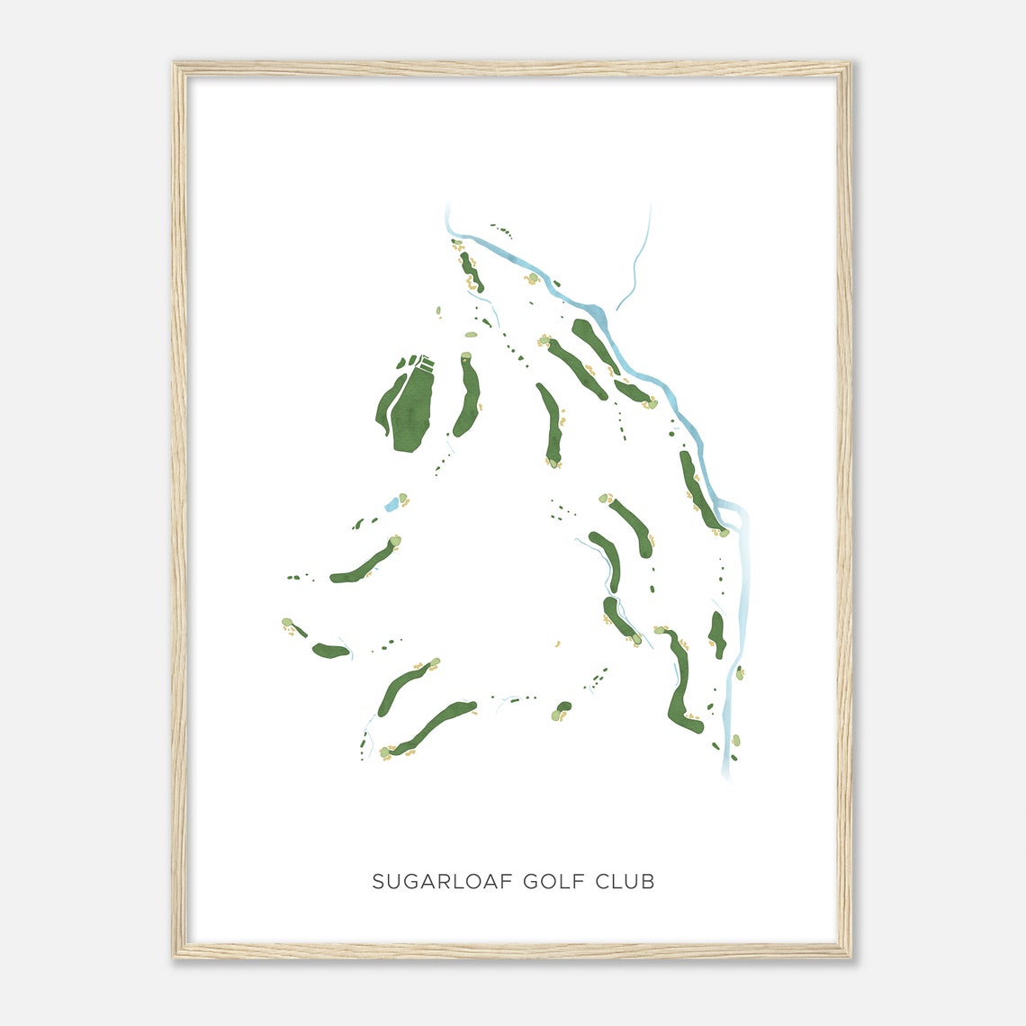 Sugarloaf Golf Club Maine Modern Watercolor Course Map Poster - Image 2