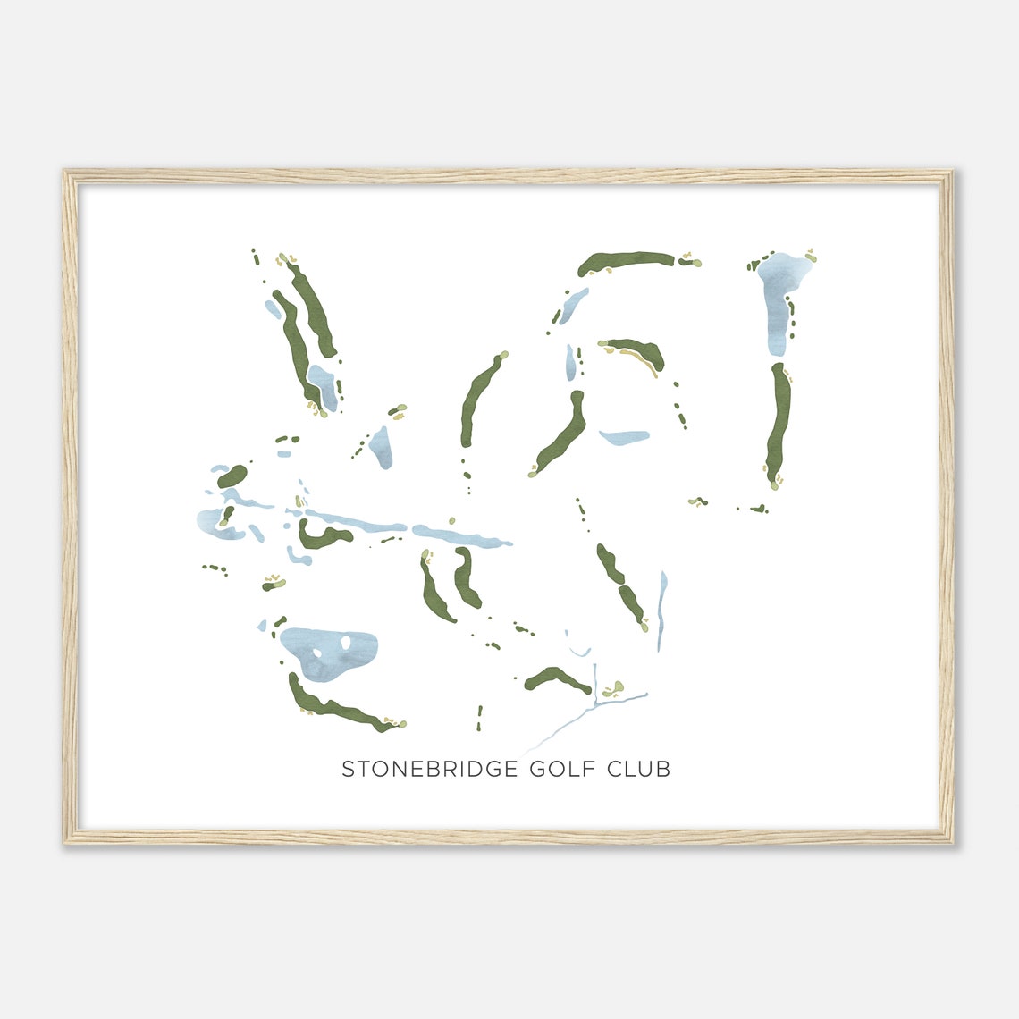 Stonebridge Golf Club Michigan Modern Watercolor Golf Map Poster - Image 2
