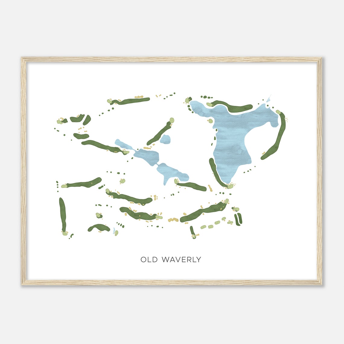 Old Waverly Golf Course Minimalist Layout Fairway Map Poster